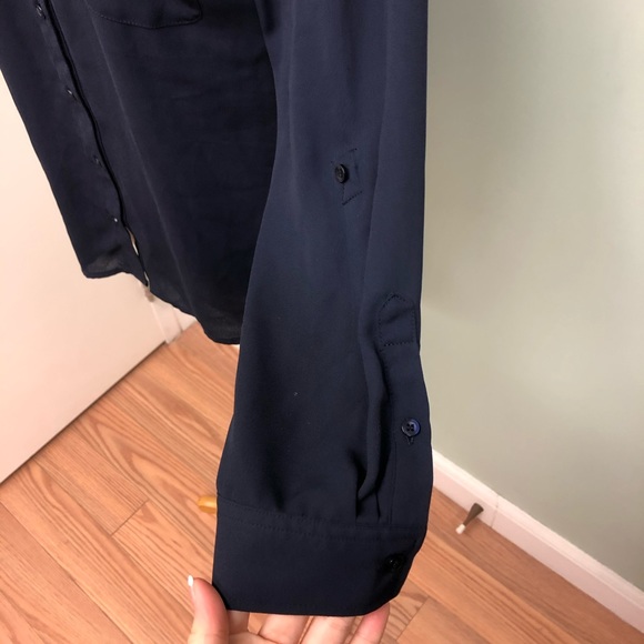 Talbots | Women's Long Sleeve Blouse | Navy | Large (P) - Picture 3 of 7